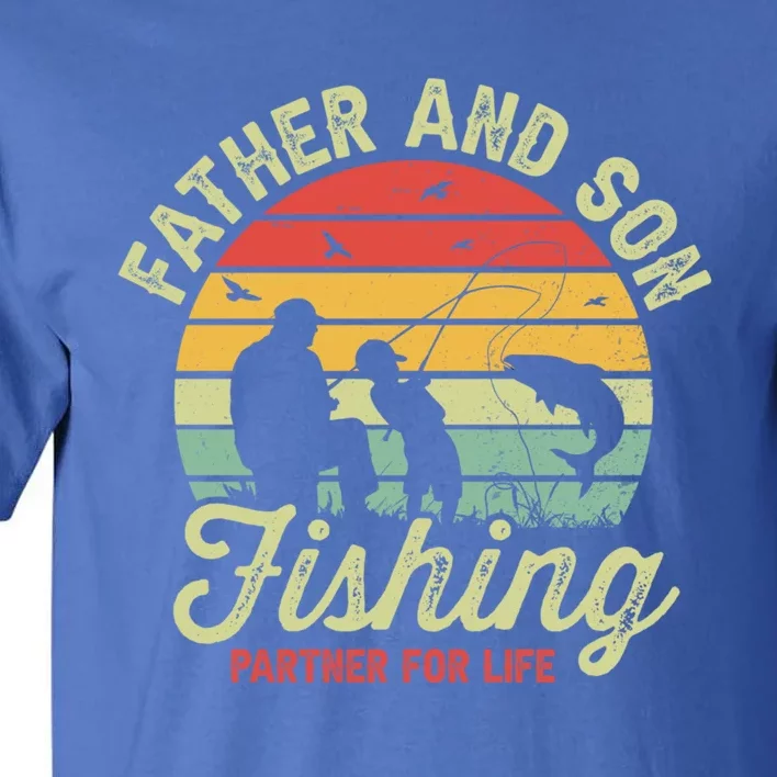 Retro Dad And Son Fishing Partners For Life Fathers Day Gift Tall T-Shirt