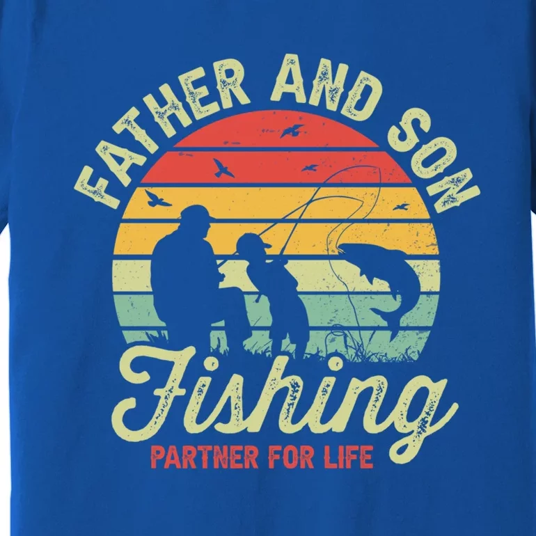 Retro Dad And Son Fishing Partners For Life Fathers Day Gift Premium T-Shirt