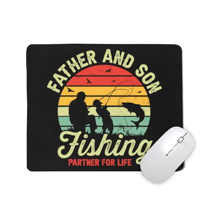 Retro Dad And Son Fishing Partners For Life Fathers Day Mousepad