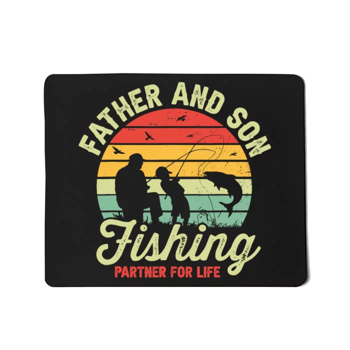 Retro Dad And Son Fishing Partners For Life Fathers Day Mousepad