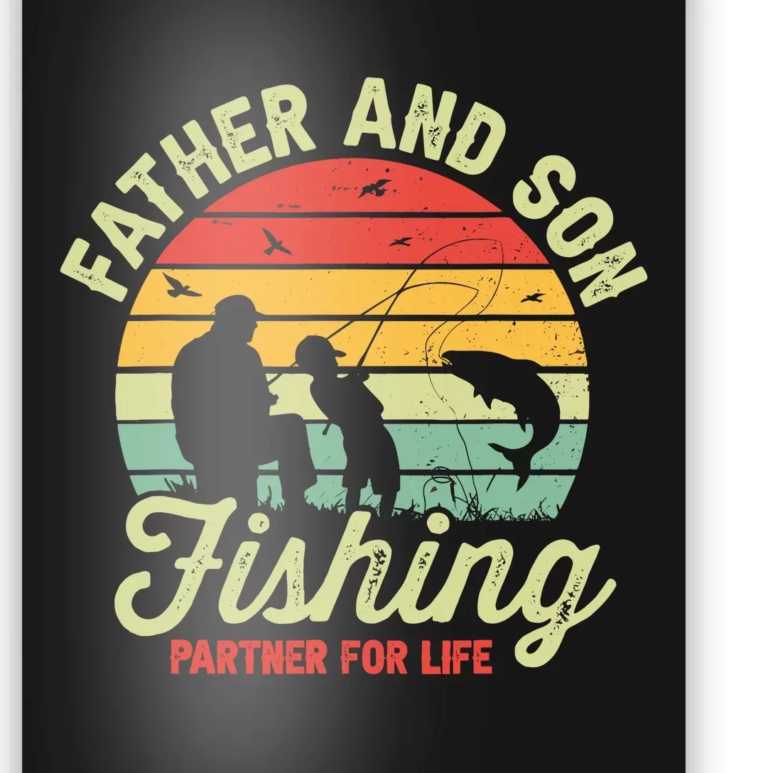 Retro Dad And Son Fishing Partners For Life Fathers Day Poster