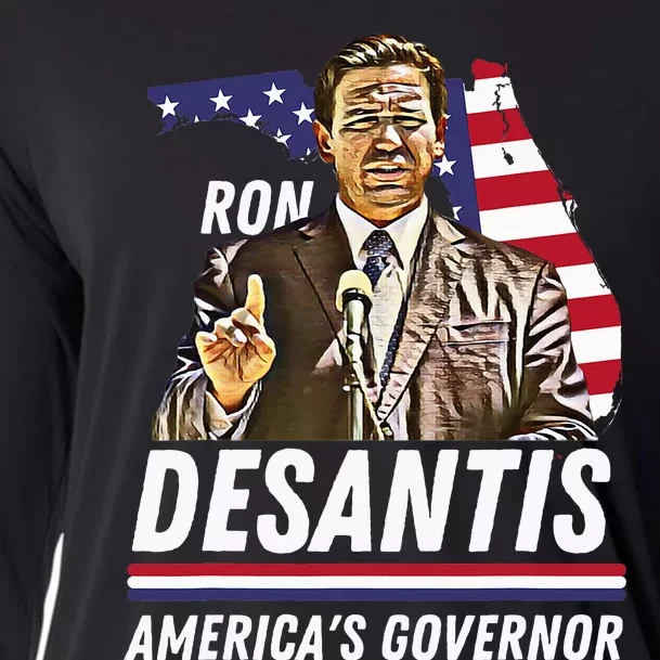 Ron Desantis AmericaS Governor Florida Us Flag Cooling Performance Long Sleeve Crew