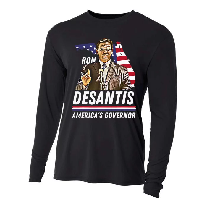 Ron Desantis AmericaS Governor Florida Us Flag Cooling Performance Long Sleeve Crew