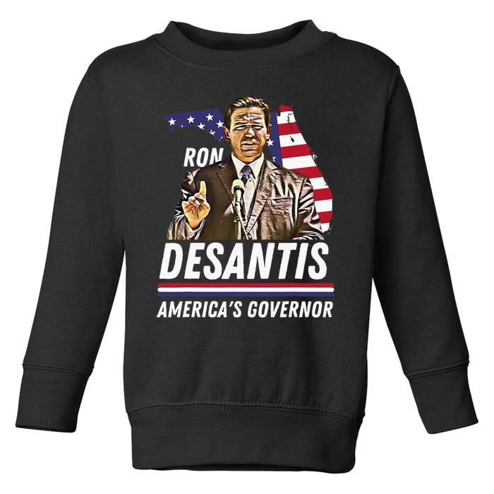 Ron Desantis AmericaS Governor Florida Us Flag Toddler Sweatshirt