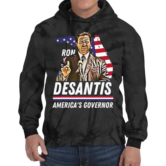 Ron Desantis AmericaS Governor Florida Us Flag Tie Dye Hoodie