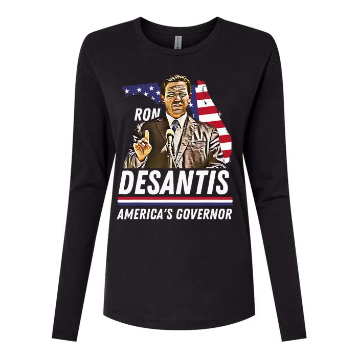 Ron Desantis AmericaS Governor Florida Us Flag Womens Cotton Relaxed Long Sleeve T-Shirt