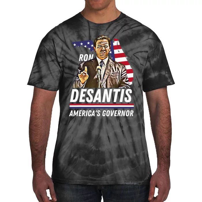 Ron Desantis AmericaS Governor Florida Us Flag Tie-Dye T-Shirt