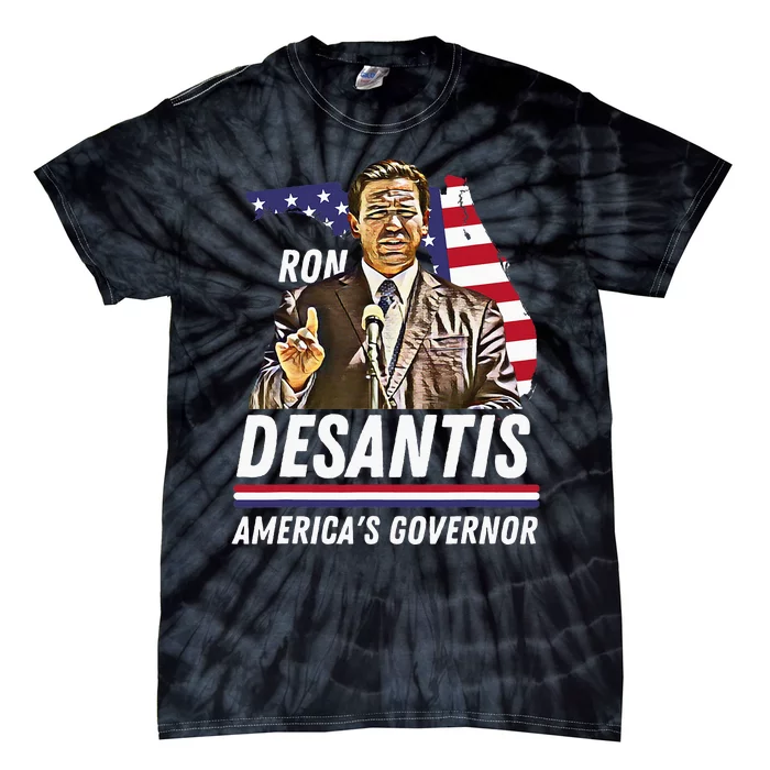 Ron Desantis AmericaS Governor Florida Us Flag Tie-Dye T-Shirt