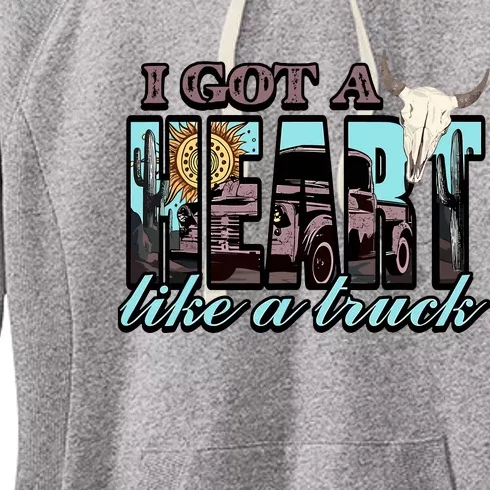 Retro Desert Bull Skull I Got A Heart Like A Truck Western Women's Fleece Hoodie