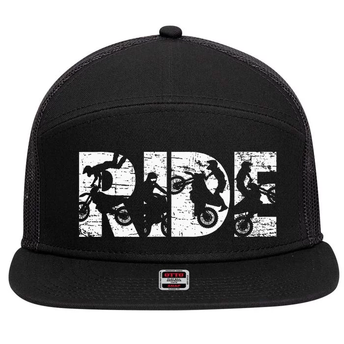 Ride Dirt Bike Rider Motocross Enduro Dirt Biking 7 Panel Mesh Trucker Snapback Hat