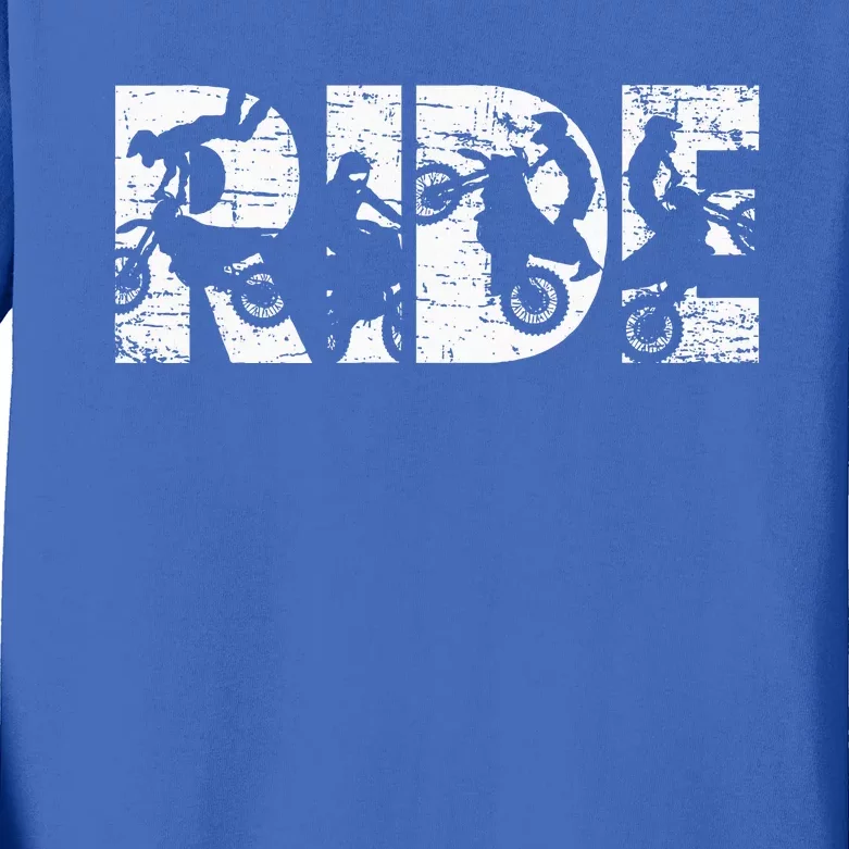 Ride Dirt Bike Rider Motocross Enduro Dirt Biking Kids Long Sleeve Shirt