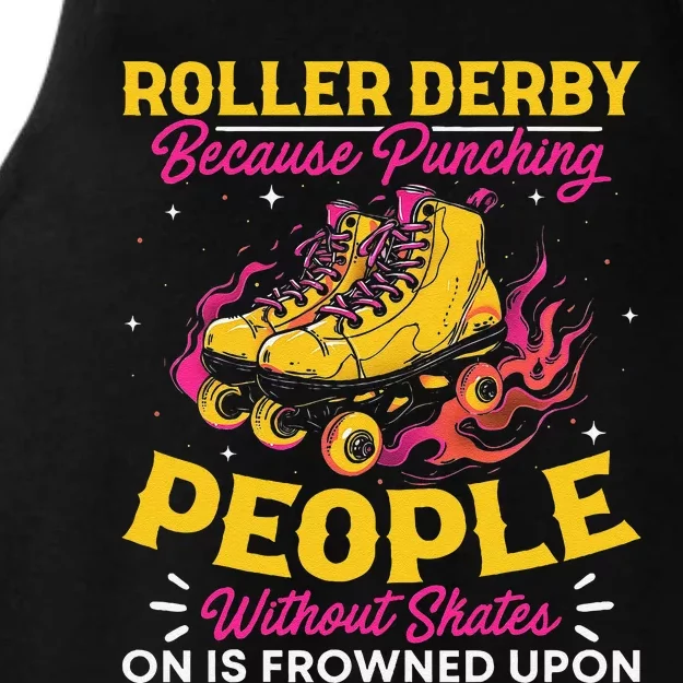 Roller Derby Because Punching People Without Skates Inline Ladies Tri-Blend Wicking Tank