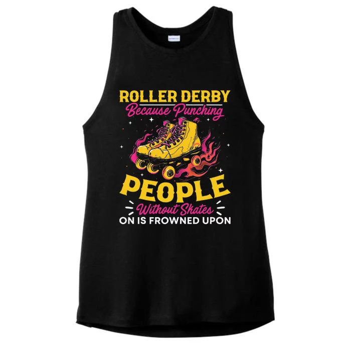 Roller Derby Because Punching People Without Skates Inline Ladies Tri-Blend Wicking Tank