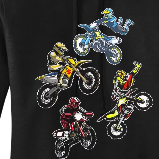 Retro Dirt Bike Motocross Women's Pullover Hoodie