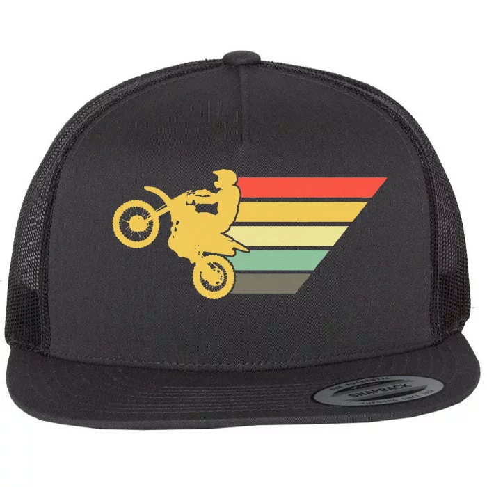 Retro Dirt Bike Rider Vintage MX Motocross Supercross Flat Bill Trucker Hat