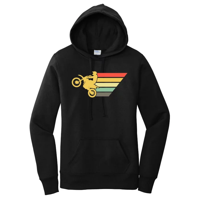 Retro Dirt Bike Rider Vintage MX Motocross Supercross Women's Pullover Hoodie