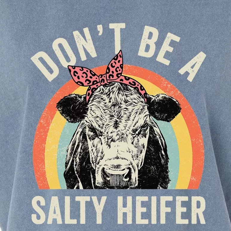 Retro Don't Be A Salty Heifer Cow Lover Garment-Dyed Women's Muscle Tee