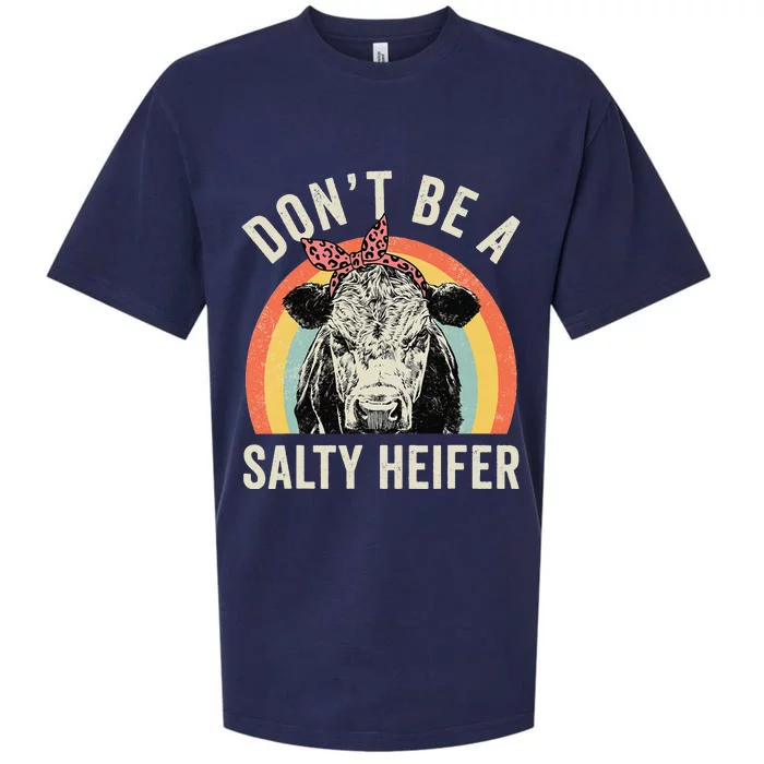 Retro Don't Be A Salty Heifer Cow Lover Sueded Cloud Jersey T-Shirt