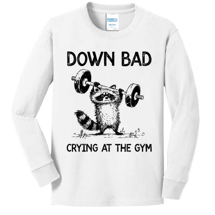 Racoon Down Bad Crying At The Gym Ttpd Kids Long Sleeve Shirt