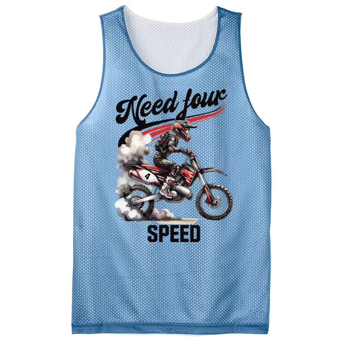 Retro Dirt Bike 4th Birthday Need Four Speed Mesh Reversible Basketball Jersey Tank