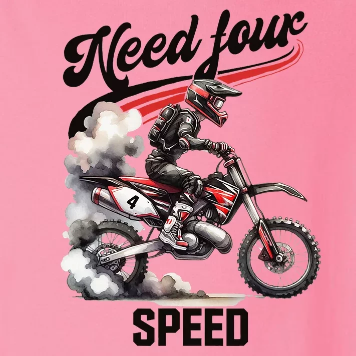 Retro Dirt Bike 4th Birthday Need Four Speed Toddler Long Sleeve Shirt