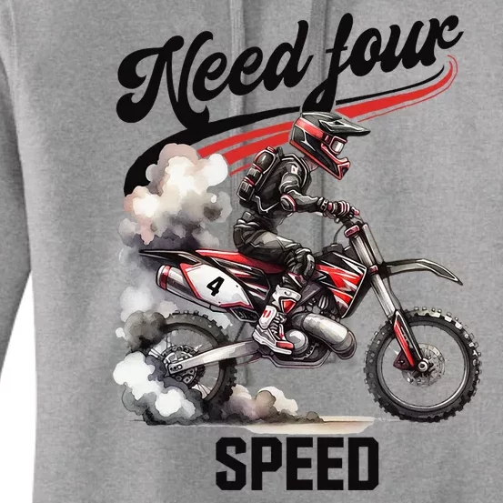 Retro Dirt Bike 4th Birthday Need Four Speed Women's Pullover Hoodie