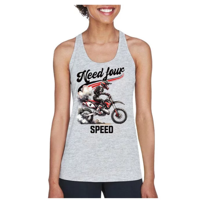 Retro Dirt Bike 4th Birthday Need Four Speed Women's Racerback Tank