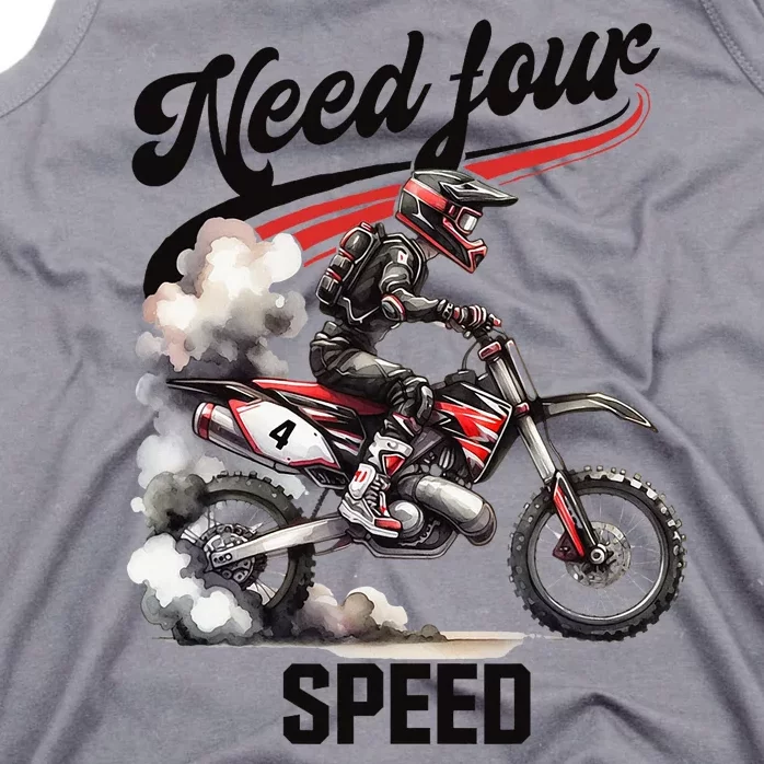 Retro Dirt Bike 4th Birthday Need Four Speed Tank Top