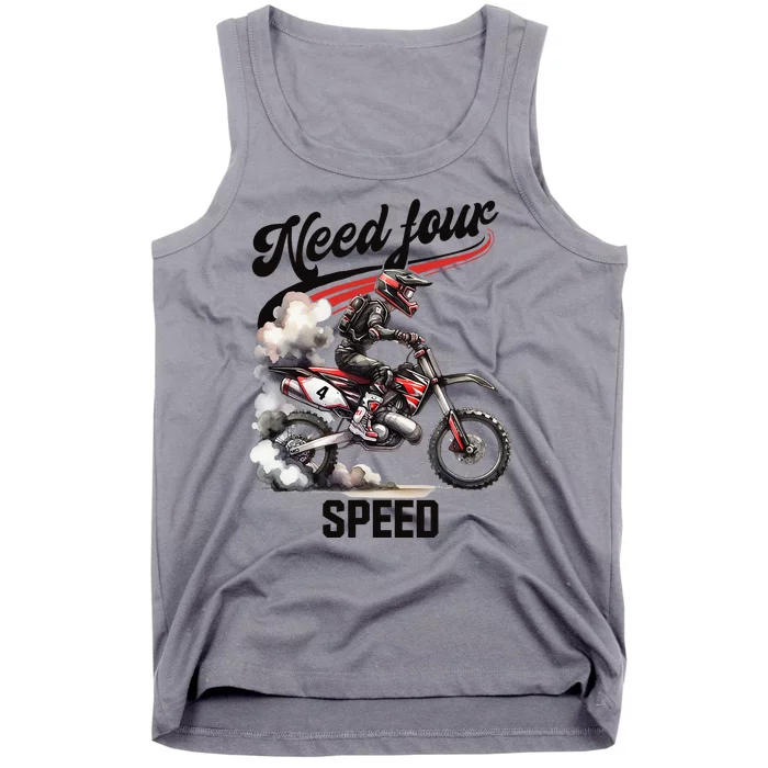 Retro Dirt Bike 4th Birthday Need Four Speed Tank Top