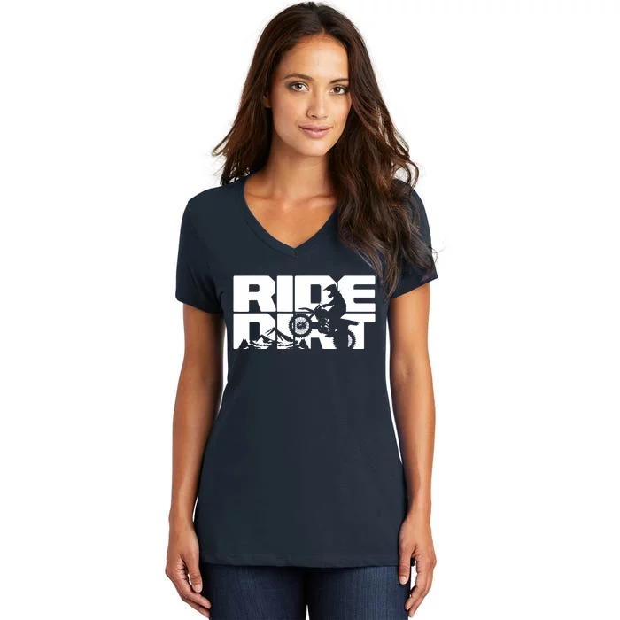 Ride Dirt Bike Motocross Graphic - Motocross Women's V-Neck T-Shirt