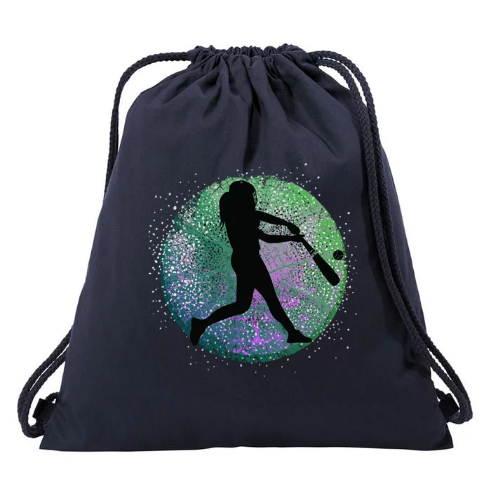 Retro Distressed Baseball Player Softball Coach Gift Drawstring Bag