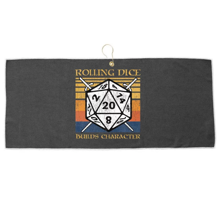 Rolling Dice Builds Character Funny Rpg Tabletop Gamer Large Microfiber Waffle Golf Towel