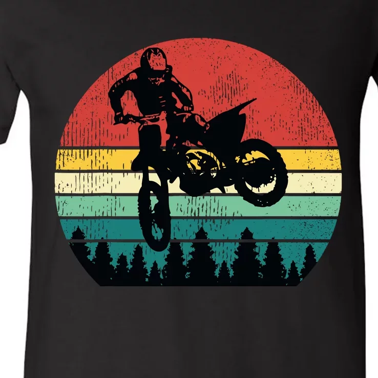 Retro Dirt Bike Motocross Motorcycle Rider Gift V-Neck T-Shirt