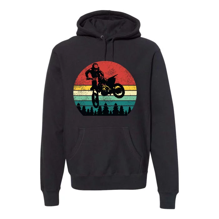 Retro Dirt Bike Motocross Motorcycle Rider Gift Premium Hoodie