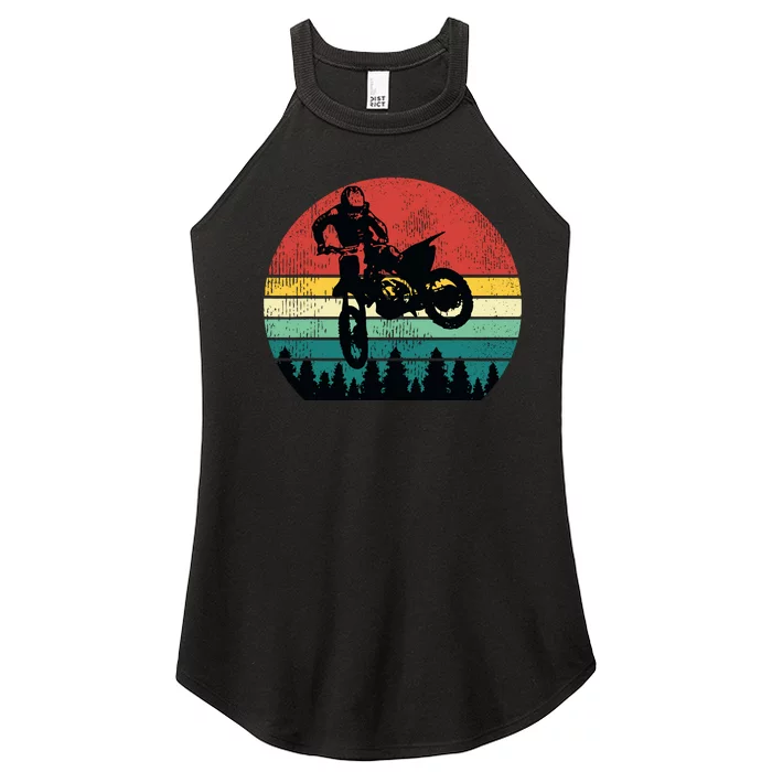 Retro Dirt Bike Motocross Motorcycle Rider Gift Women’s Perfect Tri Rocker Tank