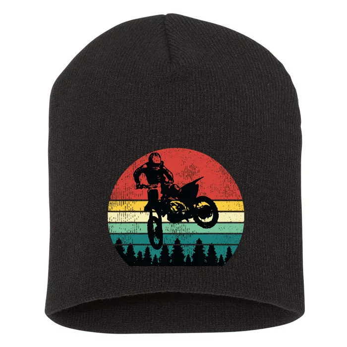 Retro Dirt Bike Motocross Motorcycle Rider Gift Short Acrylic Beanie