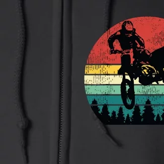 Retro Dirt Bike Motocross Motorcycle Rider Gift Full Zip Hoodie