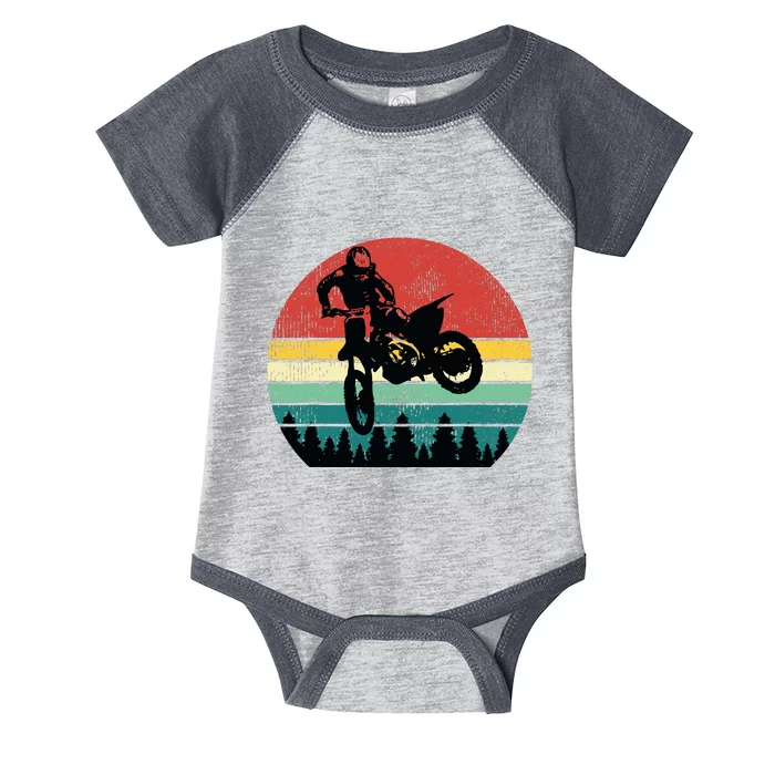 Retro Dirt Bike Motocross Motorcycle Rider Gift Infant Baby Jersey Bodysuit