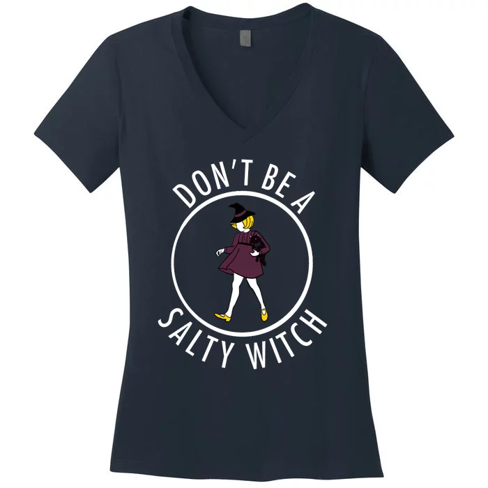 Retro DonT Be A Salty Witch Funny Halloween Girl Women's V-Neck T-Shirt