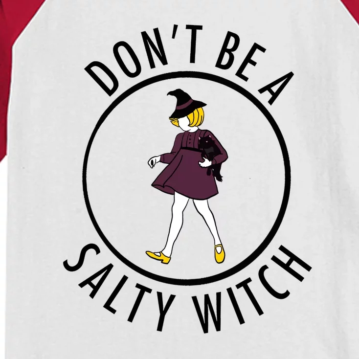 Retro DonT Be A Salty Witch Funny Halloween Girl Kids Colorblock Raglan Jersey