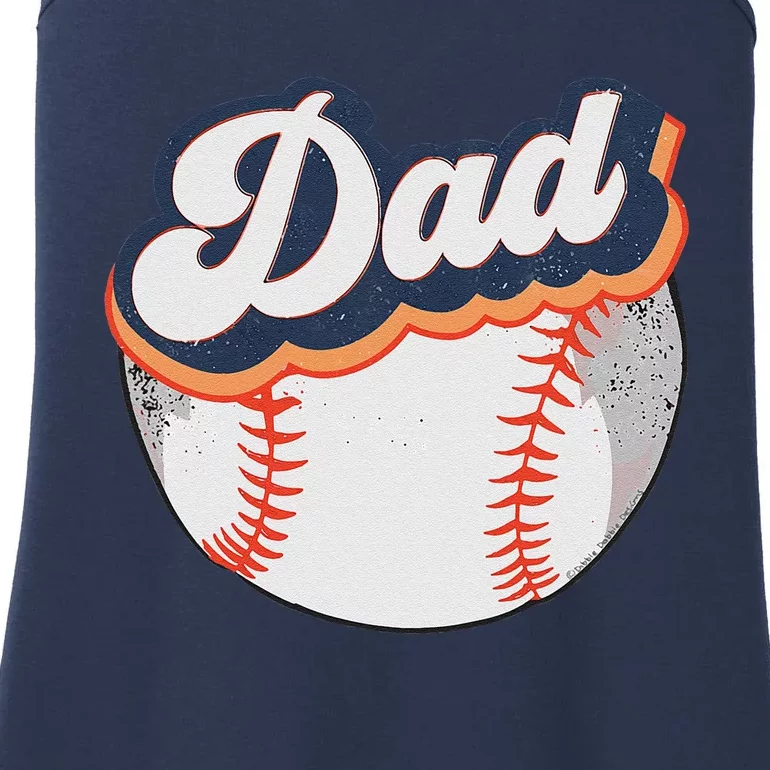 Retro DAD Baseball Softball Dads Life Fathers Day Ladies Essential Tank