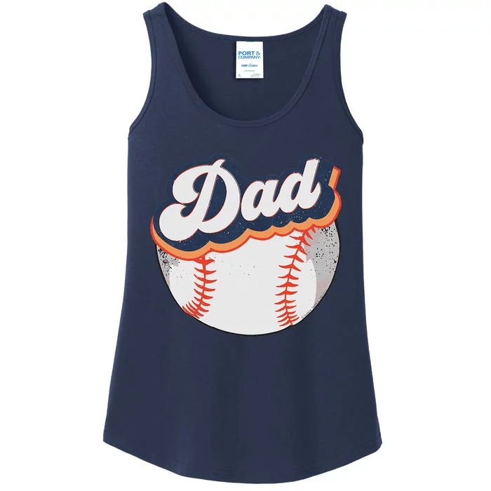 Retro DAD Baseball Softball Dads Life Fathers Day Ladies Essential Tank