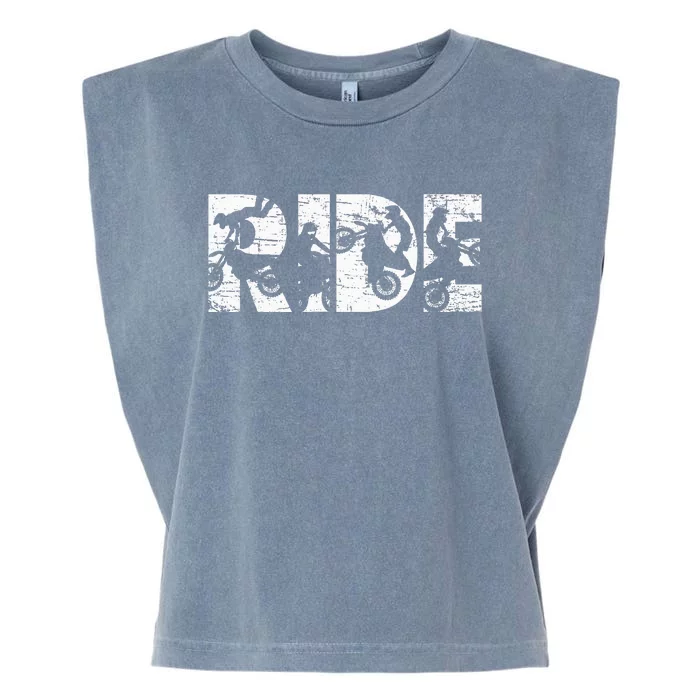 Ride Dirt Bike Rider Motocross Enduro Dirt Biking Gift Garment-Dyed Women's Muscle Tee