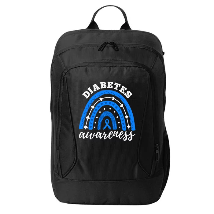 Rainbow Diabetes Blue Ribbon T1D Type 1 Awareness City Backpack