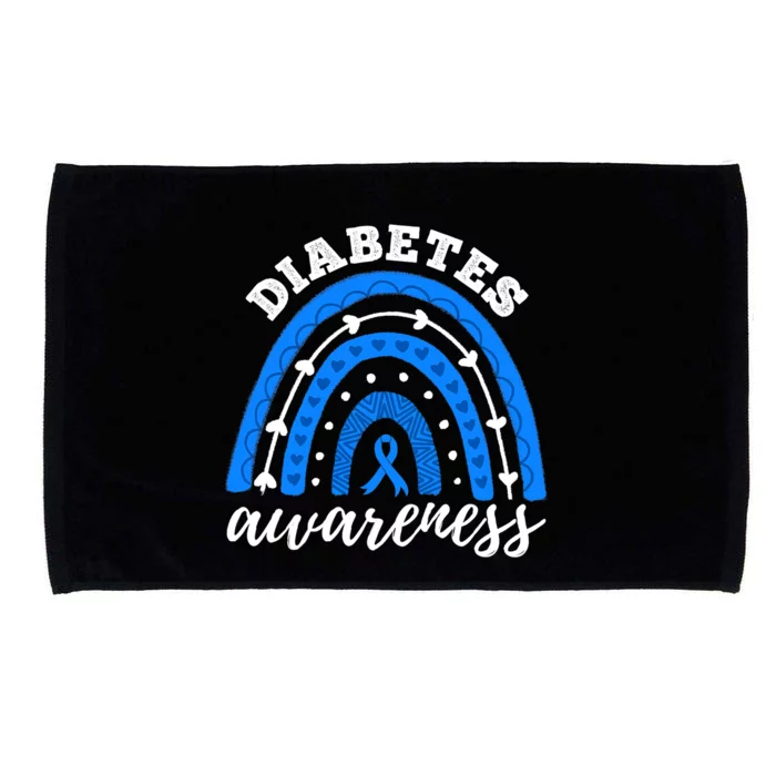 Rainbow Diabetes Blue Ribbon T1D Type 1 Awareness Microfiber Hand Towel