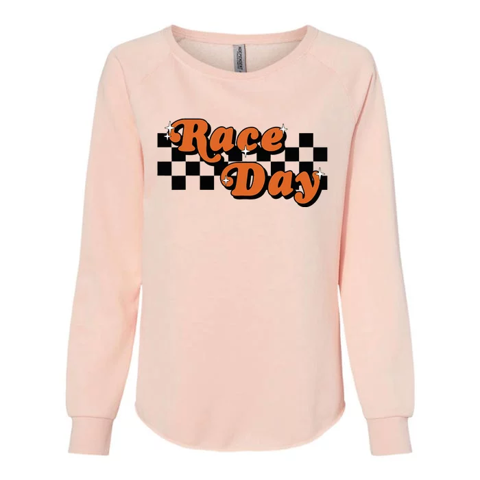 Race Day Checkered Flag Racing Driver Cheer Mama Womens California Wash Sweatshirt