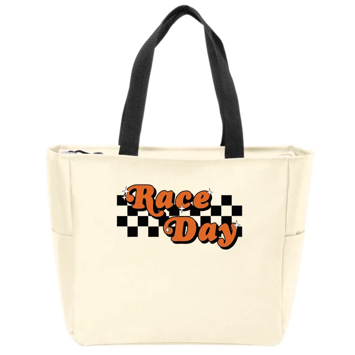 Race Day Checkered Flag Racing Driver Cheer Mama Zip Tote Bag