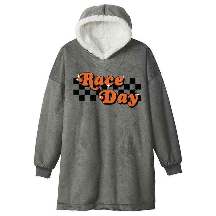 Race Day Checkered Flag Racing Driver Cheer Mama Hooded Wearable Blanket