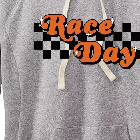 Race Day Checkered Flag Racing Driver Cheer Mama Women's Fleece Hoodie