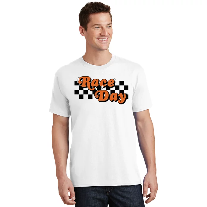 Race Day Checkered Flag Racing Driver Cheer Mama T-Shirt